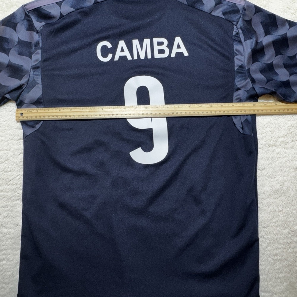 Real Madrid Adidas Soccer Jersey Camba #9 Emirates Fly Better Dark Blue - Picture 4 of 6